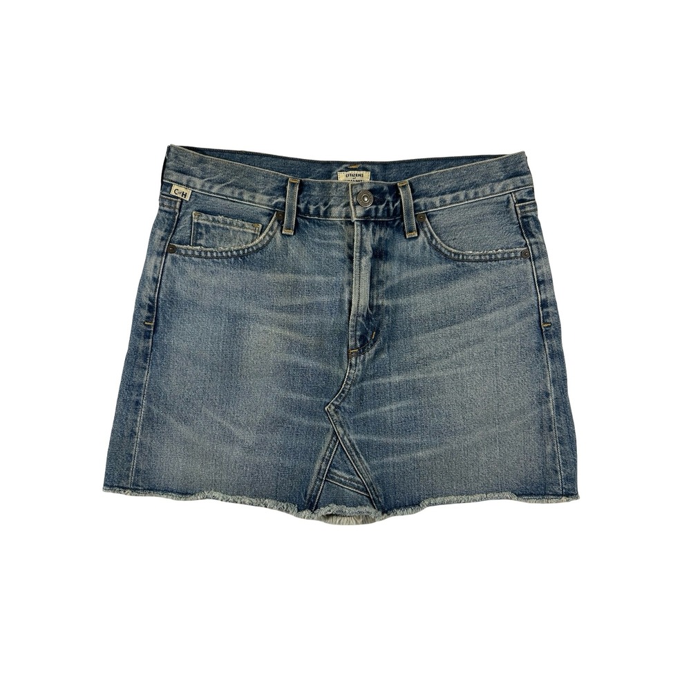 Citizens of Humanity Premium Vintage Denim Mini Skirt Medium Wash‎ Raw Hem Sz 26